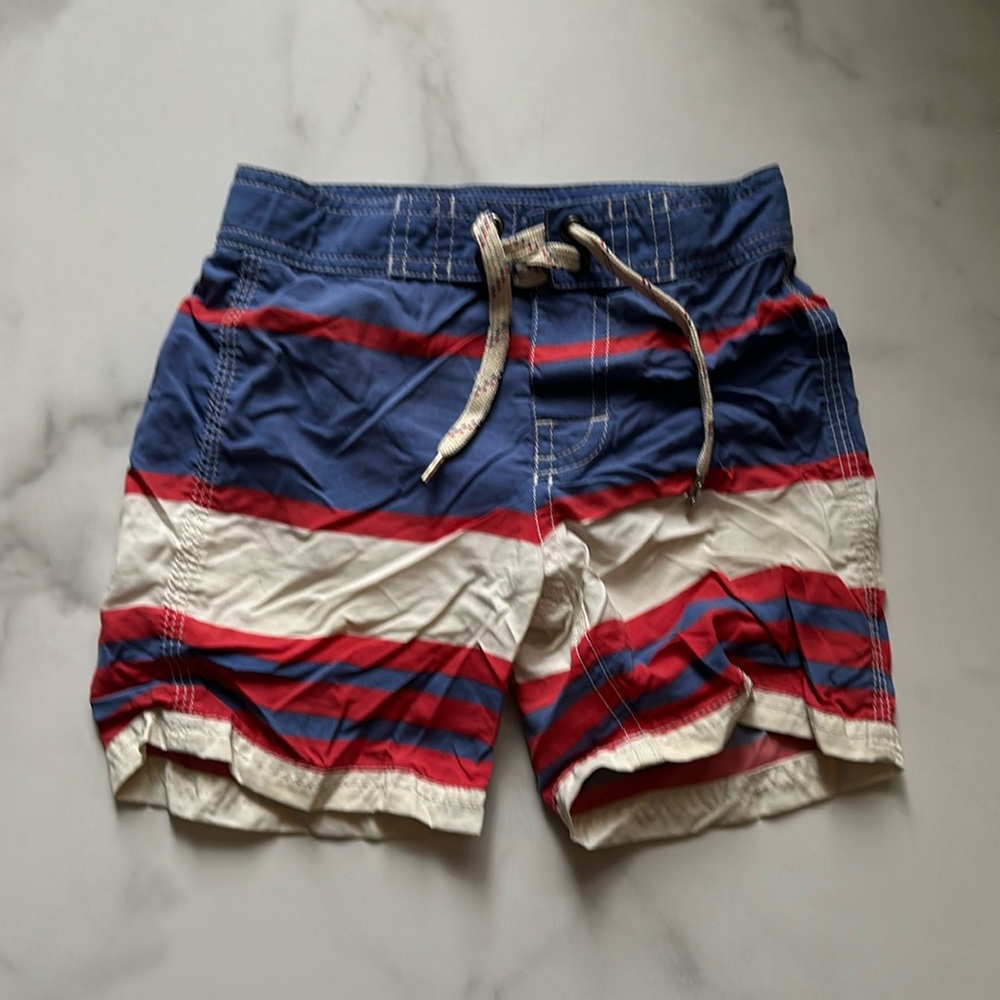 Jcrew Crew Cyts. Boys size 3 Swim shorts. Red/blue/white